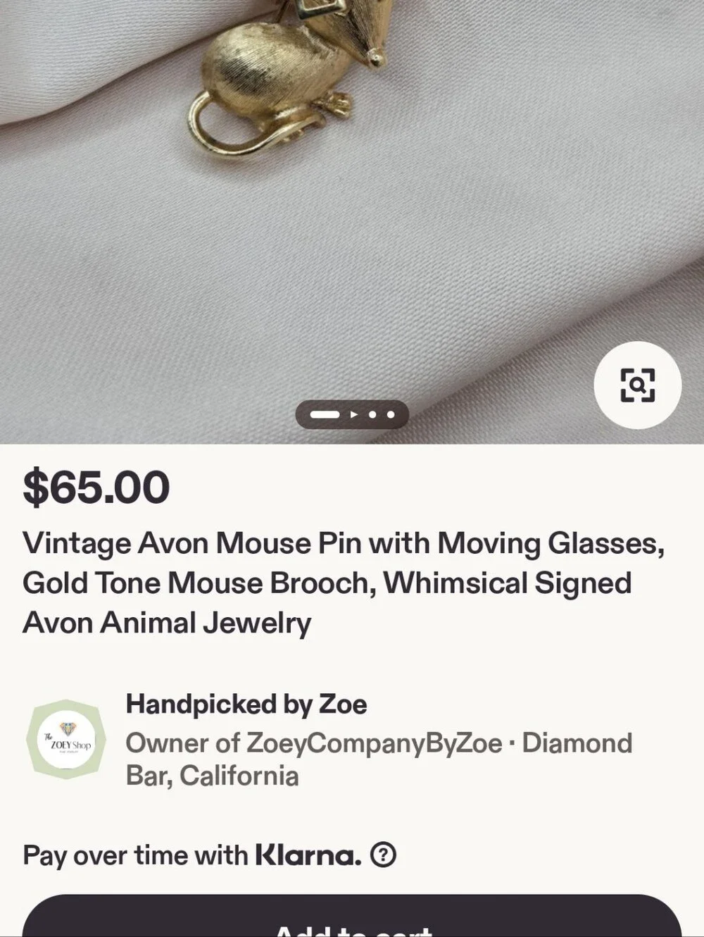 Vintage Avon Mouse Brooch